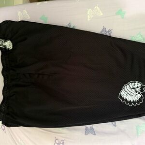 Hustle Gang Black Mesh Shorts with Logo